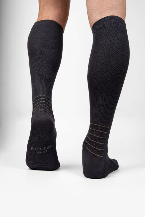 Fitlegs bamboo compression socks - below knee- black- product shot back of legs