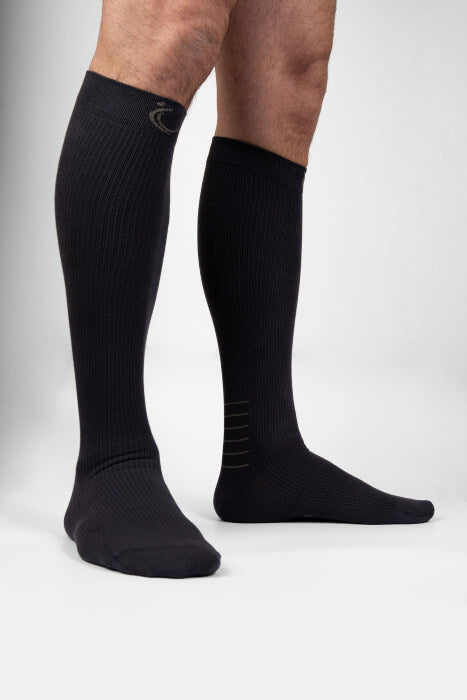 Fitlegs bamboo compression socks - below knee- black- product shot side