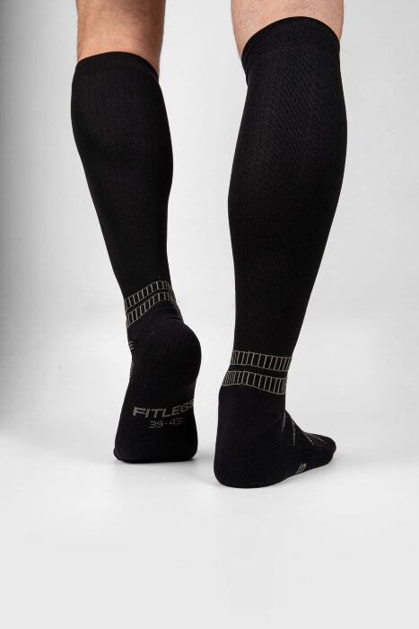Fitlegs sports compression socks premium - black and grey - back of legs