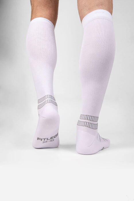 Fitlegs premium sports compression socks in white and grey