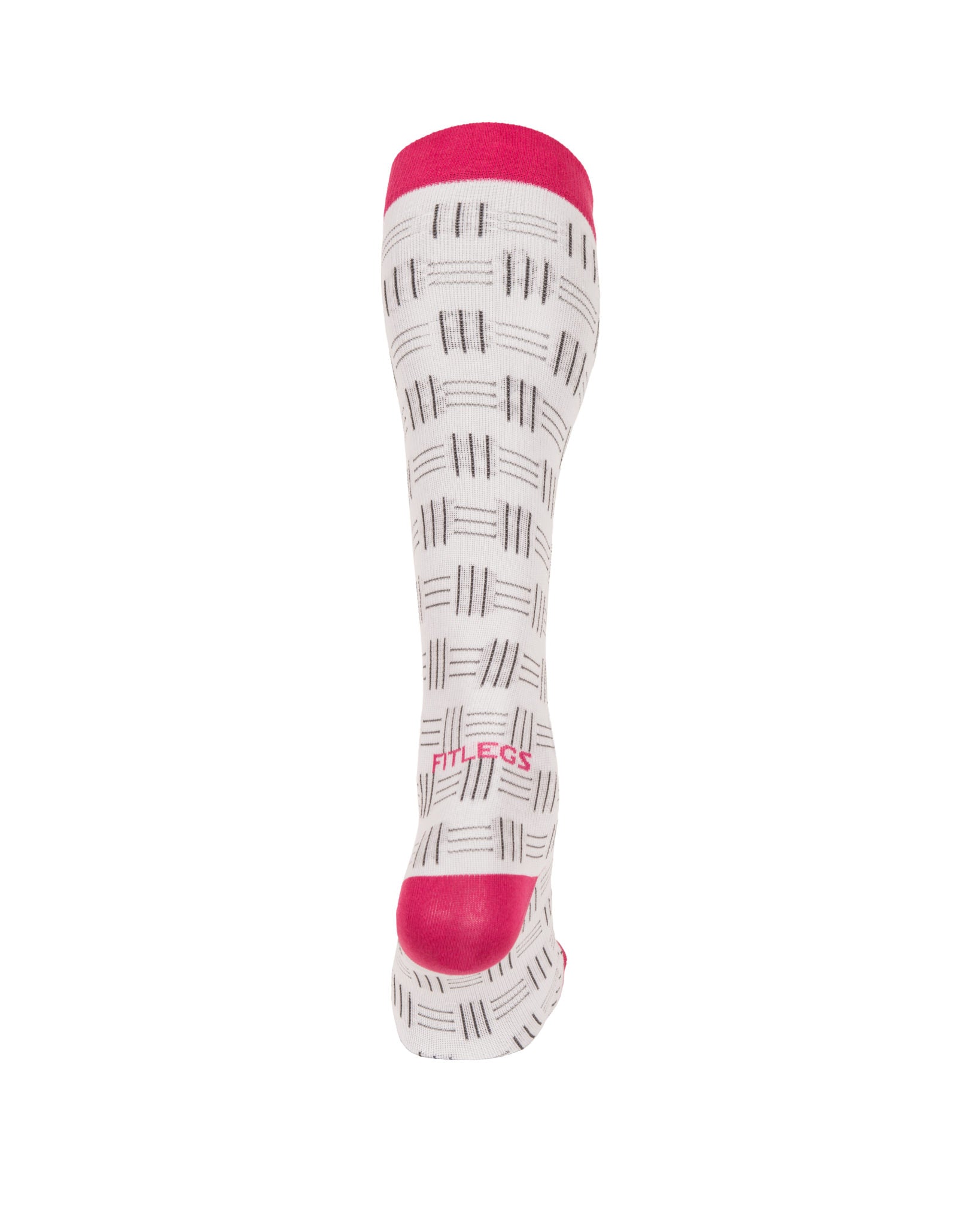 fitlegs every day life compression socks - knee high - pink and white - back of foot