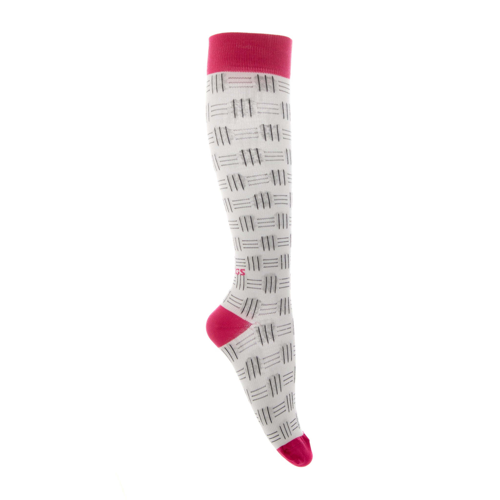 fitlegs every day life compression socks - knee high - pink and white