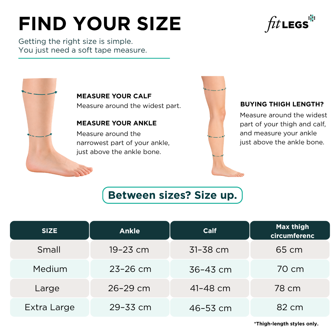 Fitlegs Anti Embolism Stockings size guide