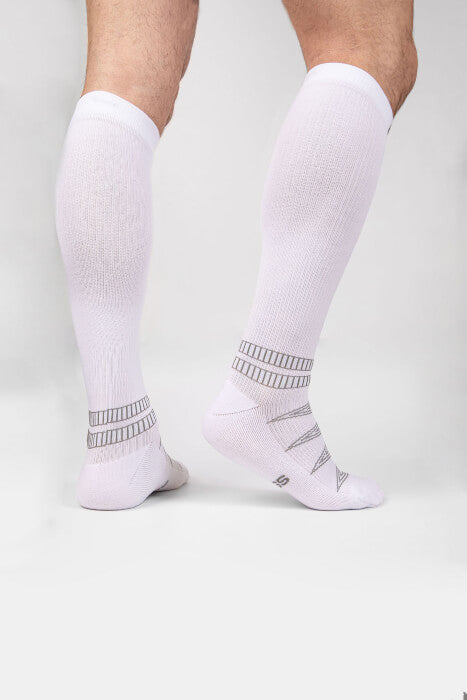 Fitlegs premium sports compression socks in white and grey