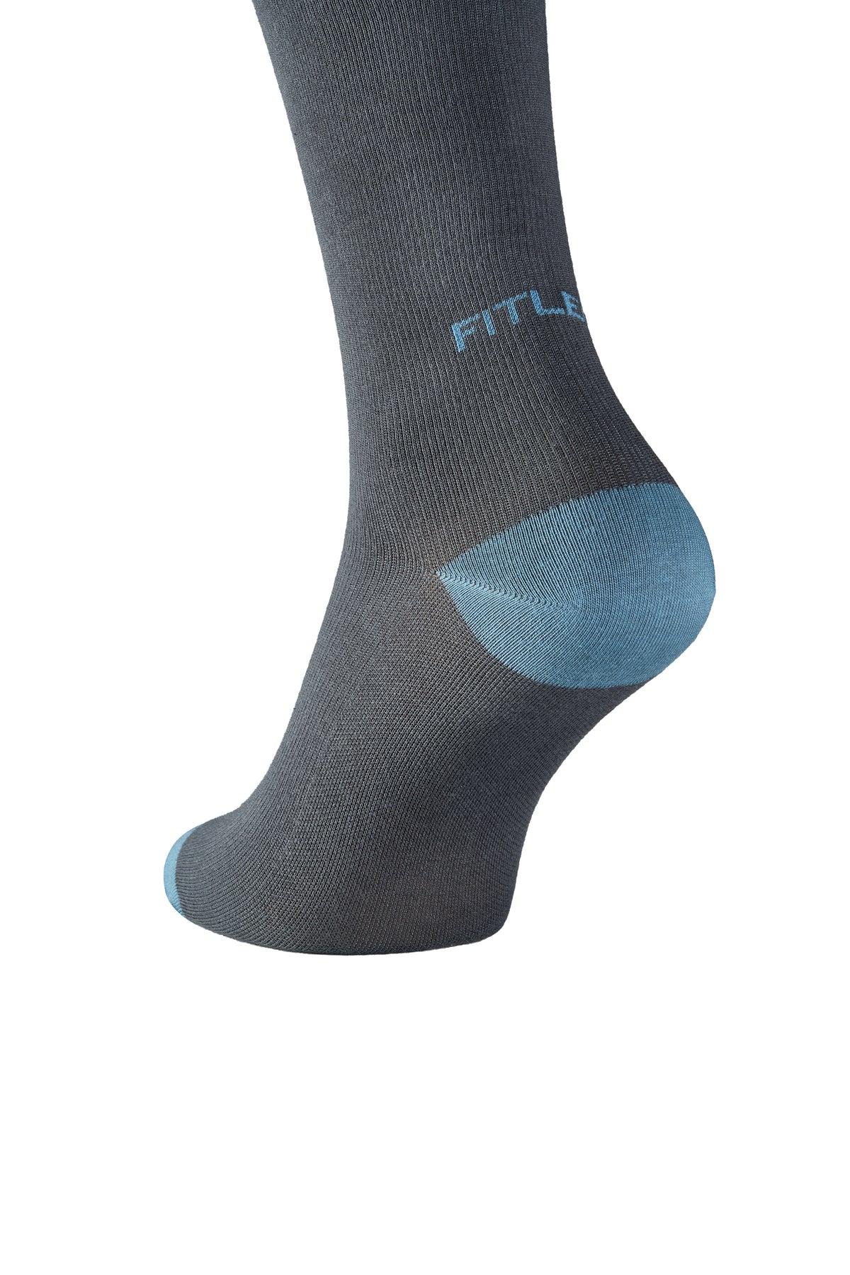 fitlegs everyday life compression sock contrast charcoal grey blue closeup