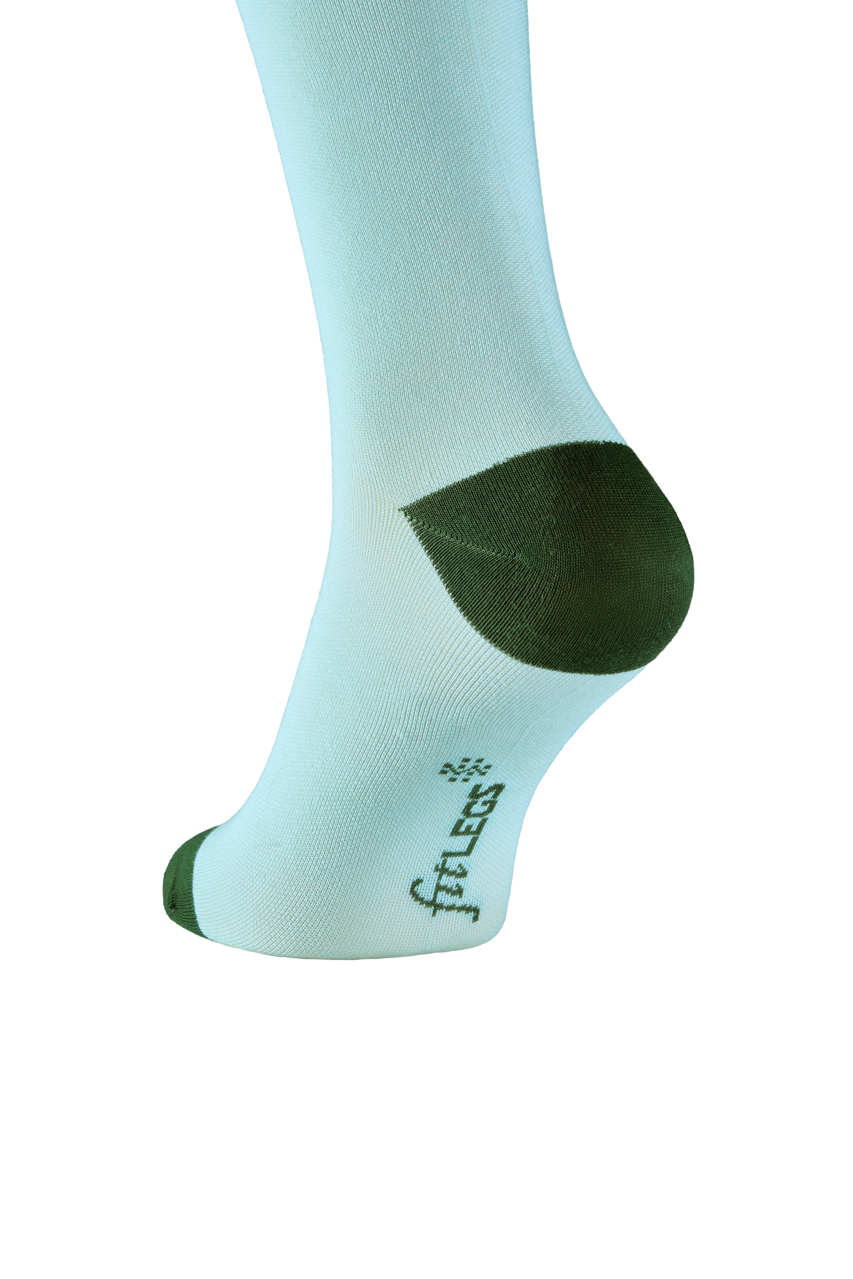 fitlegs everyday life compression sock contrast turquoise forest green closeup